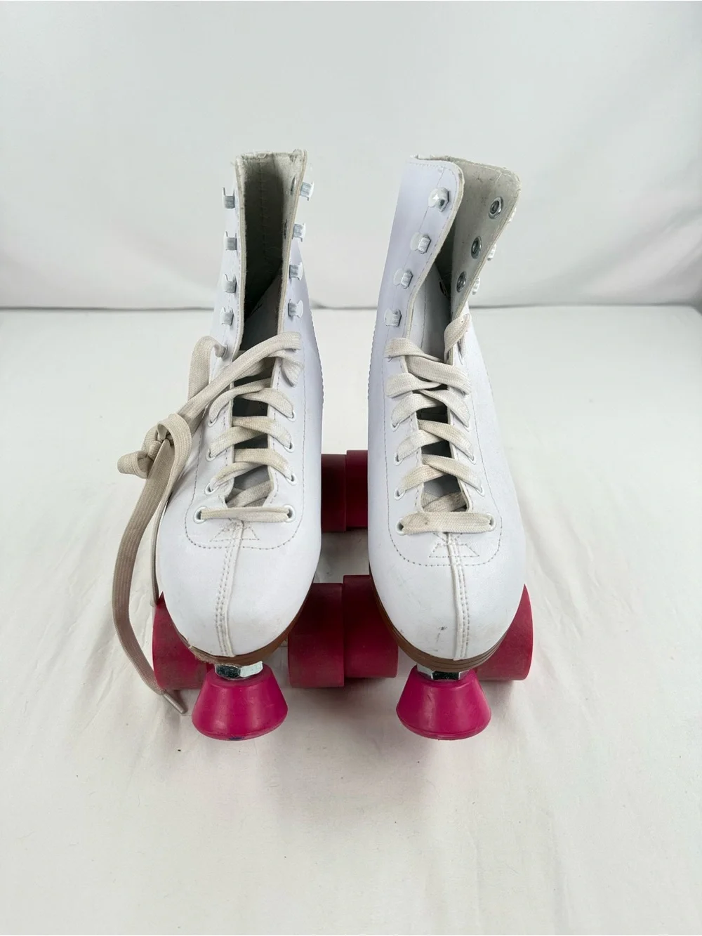 Chicago Skates Women's White Quad Roller Skates with Pink Wheels